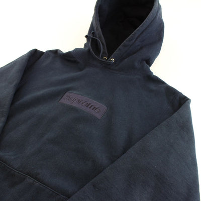 supreme navy tonal box logo hoodie