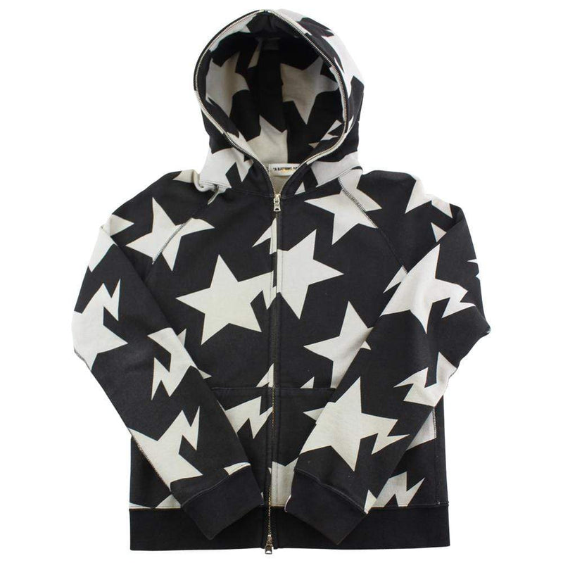 Bapesta Grey Allover Fullzip Hoodie Black | SaruGeneral