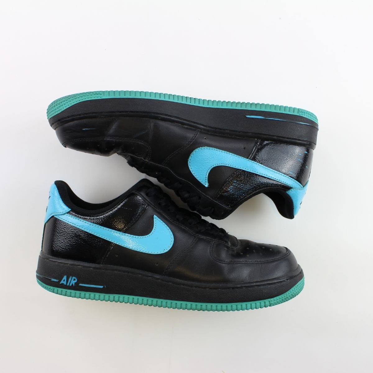 black and light blue air force 1