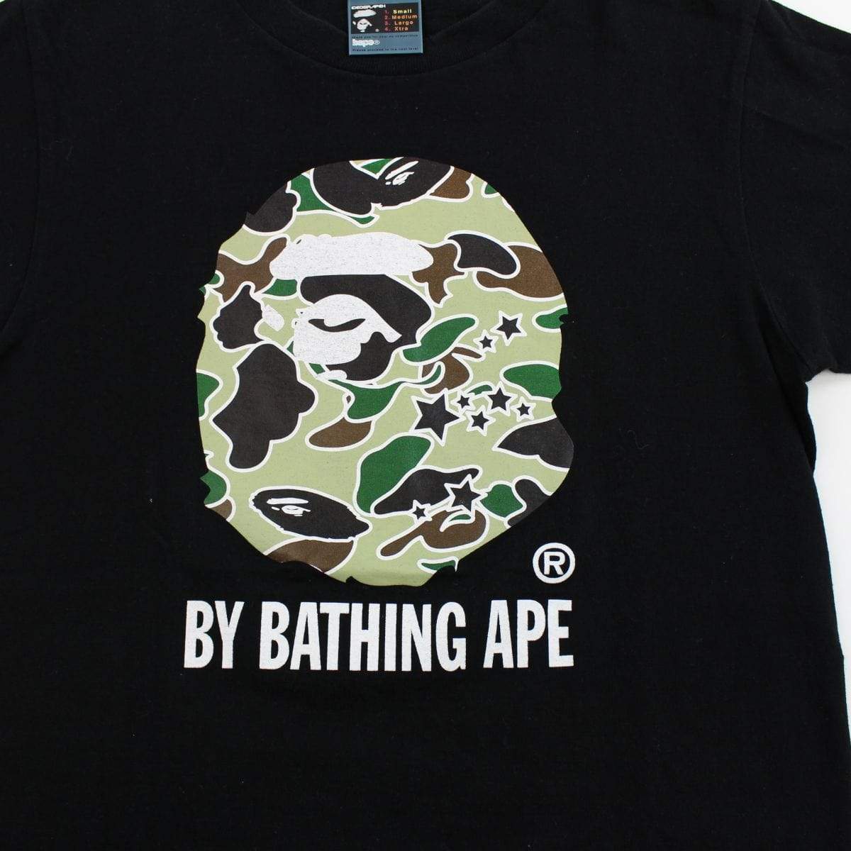 Bape Green Psyche Camo Big Ape Logo Tee Black | SaruGeneral