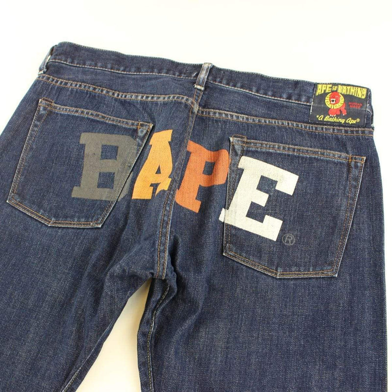 Bape Text Logo Denim Jeans | SaruGeneral