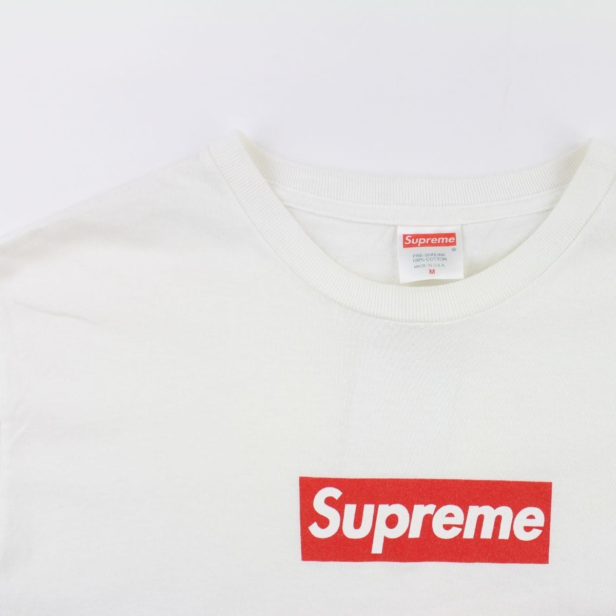 supreme white red box logo tee