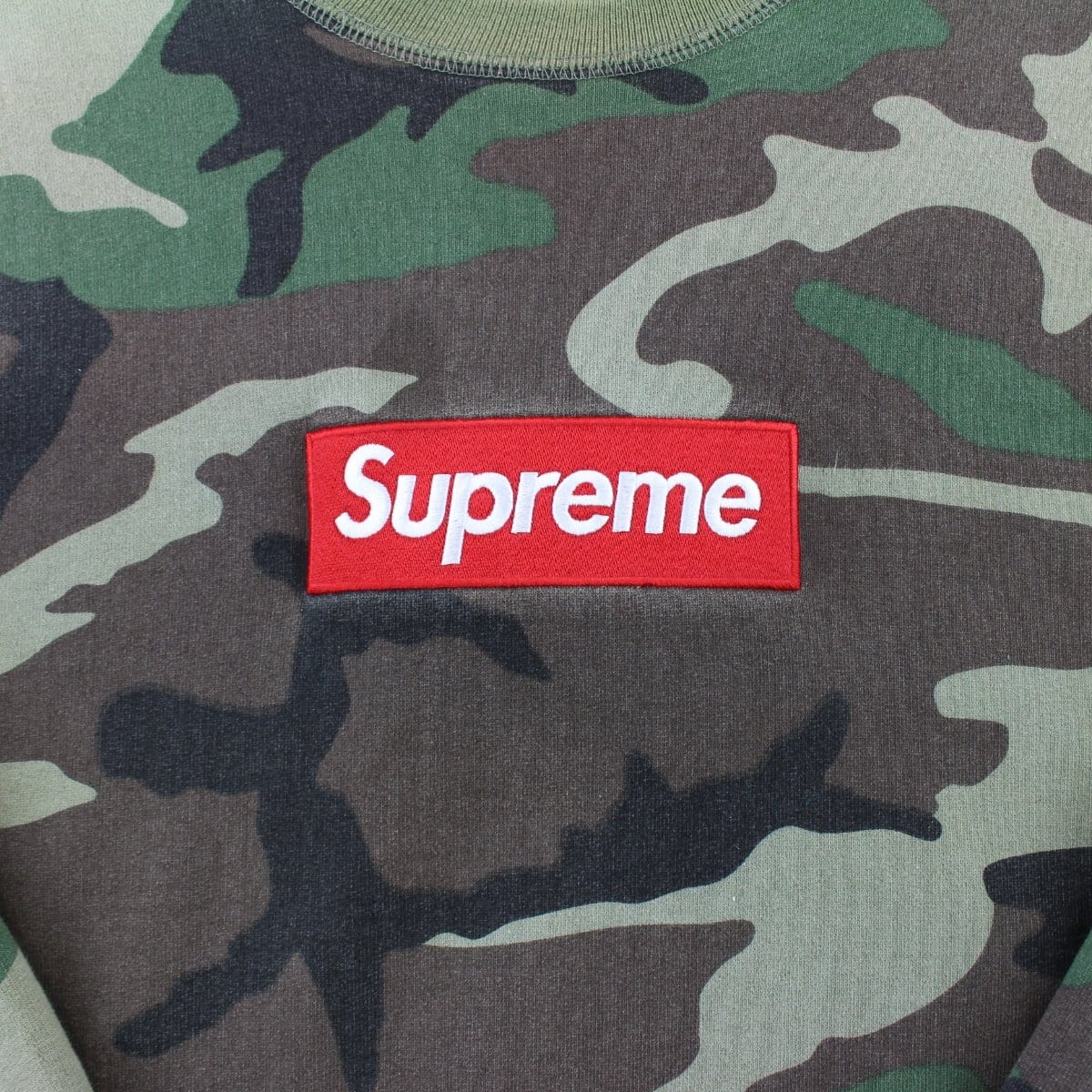 camo box logo crewneck