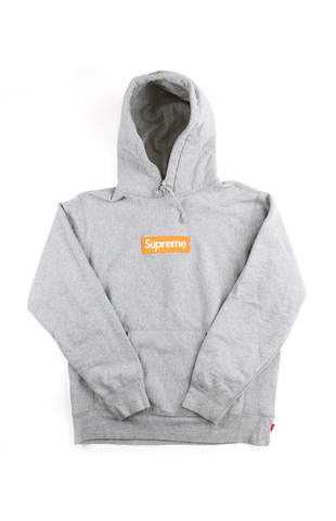 supreme box logo hoodie grey orange