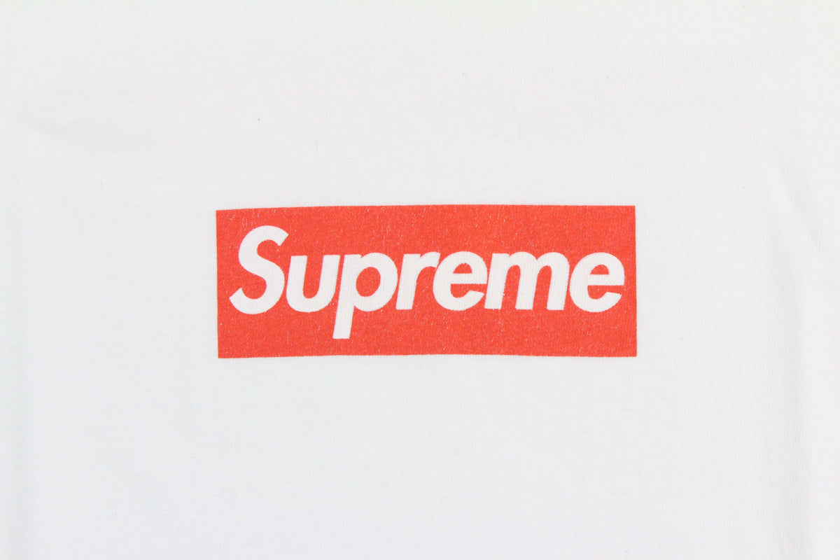 supreme red on white box logo tee