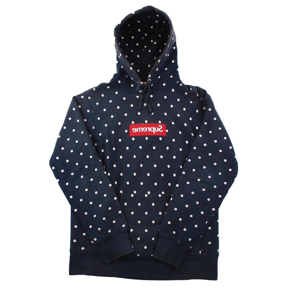 Supreme x CDG Polkadot Box Logo Hoodie Navy | SaruGeneral