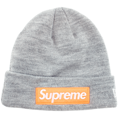 supreme box logo beanie grey