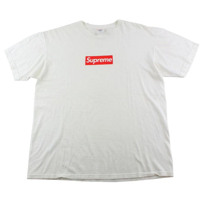 supreme red on white box logo tee