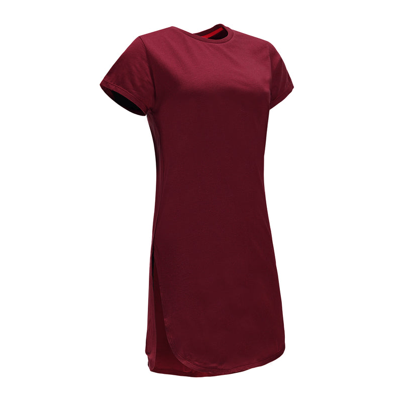 capped sleeve long t-shirt burgundy O-1812-3 – RE-BORN SPORTS