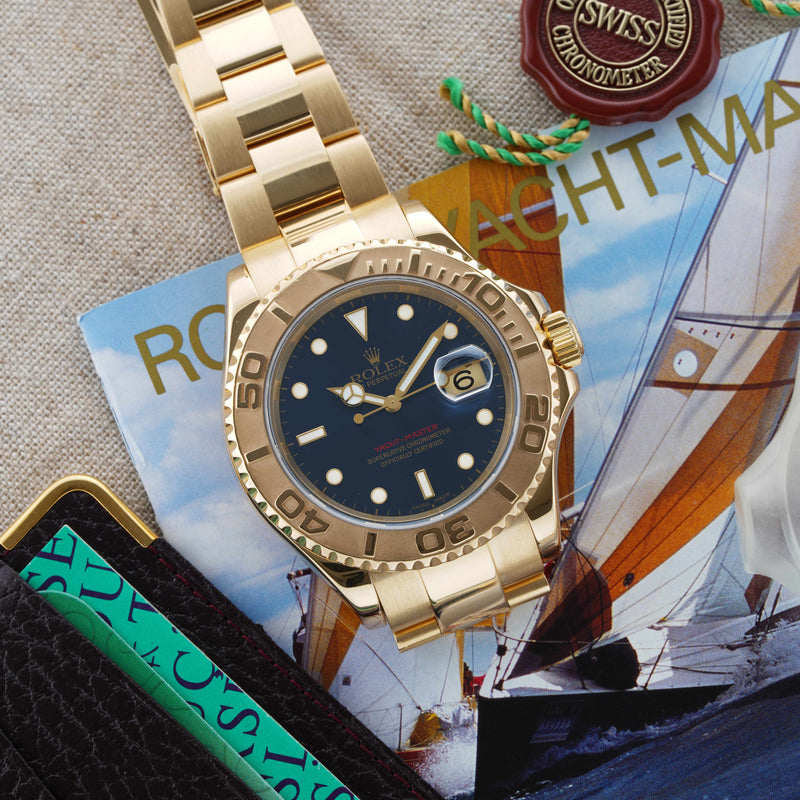 rolex yacht master blue and gold