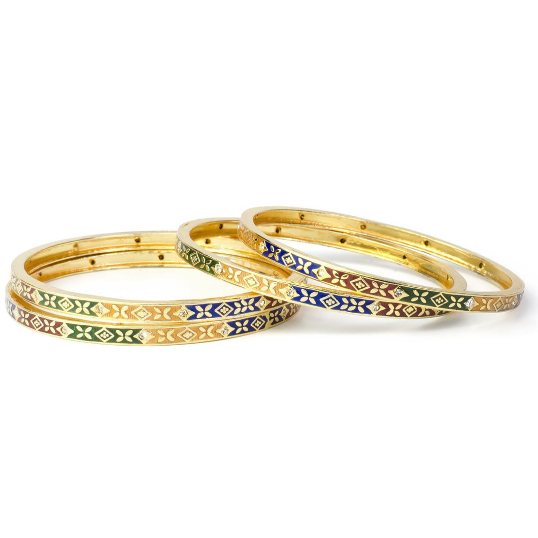 Set of 4 Multicolour handpainted Meenakari Bracelets for Daily Use ...
