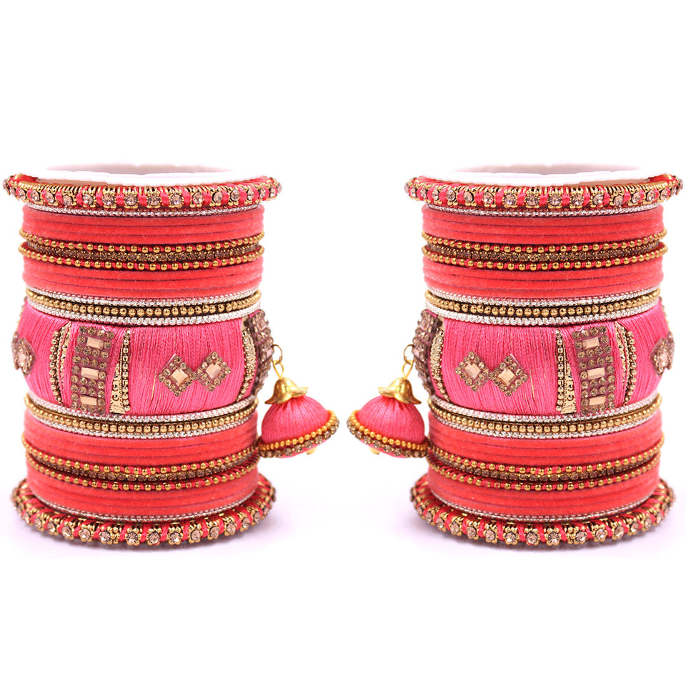 Bridal Set of 2 Silk Thread Bangle Set With Jhumki – BANGLES BY LESHYA