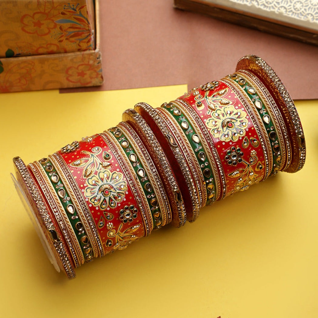 Traditional Rajasthani Bridal Chura with Hand Painted Design by ...