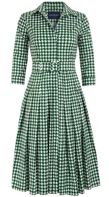 Audrey Dress #4 in Abstract Dogstooth in Green