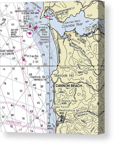 Oregon Nautical Chart Canvas Prints  SeaKoast