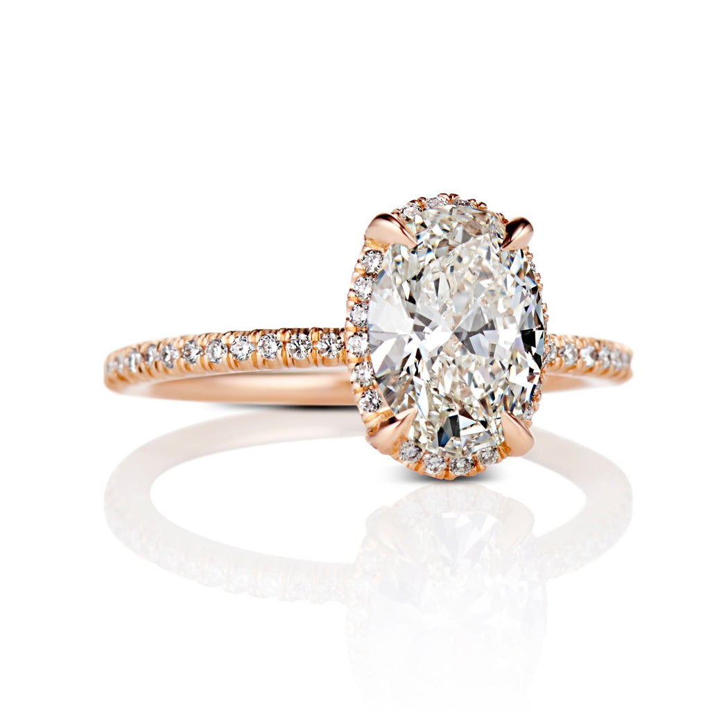 Lydia Oval Diamond Engagement Ring in 18K Rose Gold – David Alan