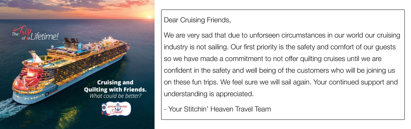 Quilt and Travel Through Quilting Cruises Stitchin’ Heaven ; Tagged