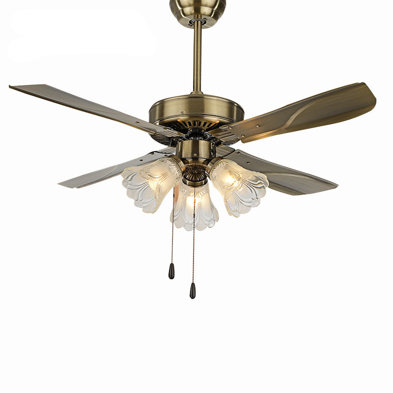 Qukau European 42inch Ceiling Fan Lamp Retro Led Dining Room