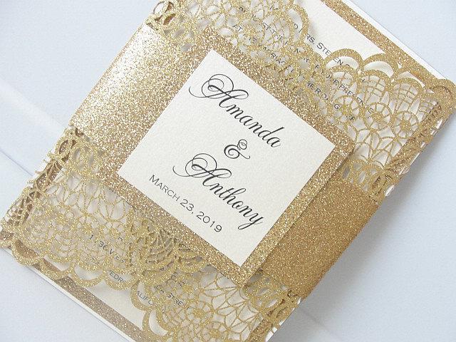 Glitter Inspired Rose Gold Wedding Invitation Showcases Beauty