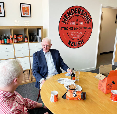 Joe having a chat at hendos HQ