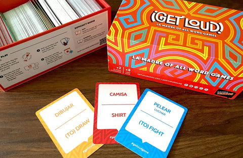 get loud game bilingual guessing game showing cards of different diculties in both english and spanish