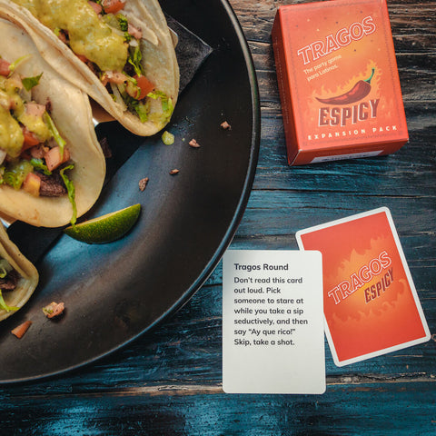 tacos and tragos espicy drinking game cards for latinos