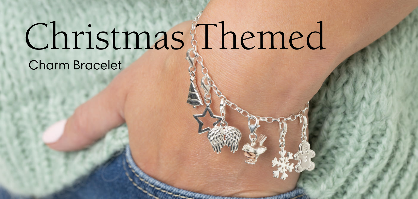 Silver Christmas Theme Charm Bracelet | Lily Charmed