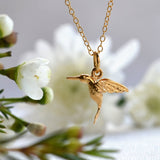 Personalised Gold Plated Hummingbird Necklace - Lily Charmed