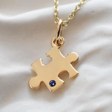 Personalised 9 Carat Gold and Sapphire Jigsaw Necklace - Lily Charmed