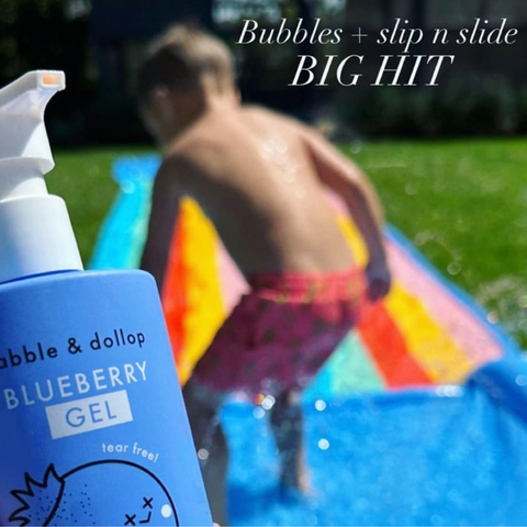 blueberry scented bubbles slip n slide outdoor water splash fun