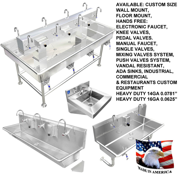 Stainless Steel 1 Compartment Restaurant Commercial Sink 54 With Drain Boards 5424 191912 1b