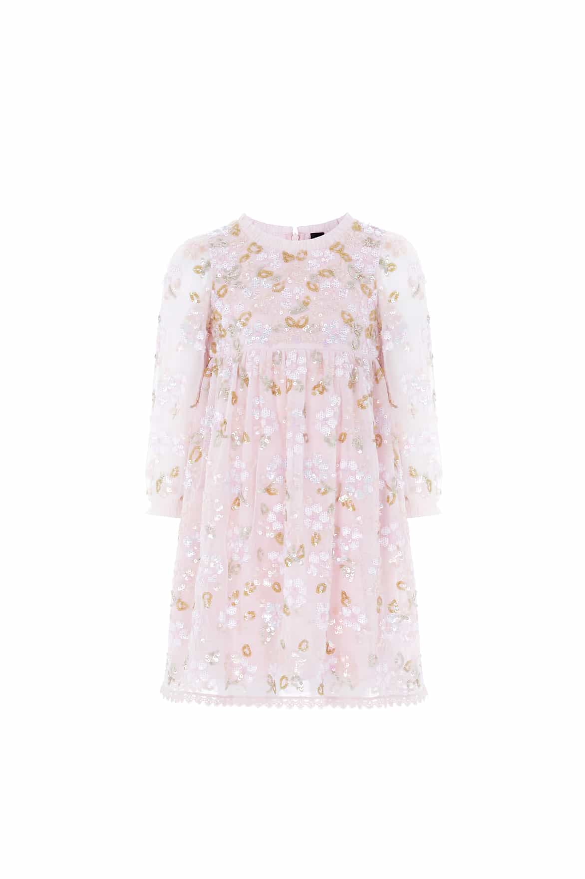 Lena Long Sleeve Kids Dress – Pink | Needle & Thread