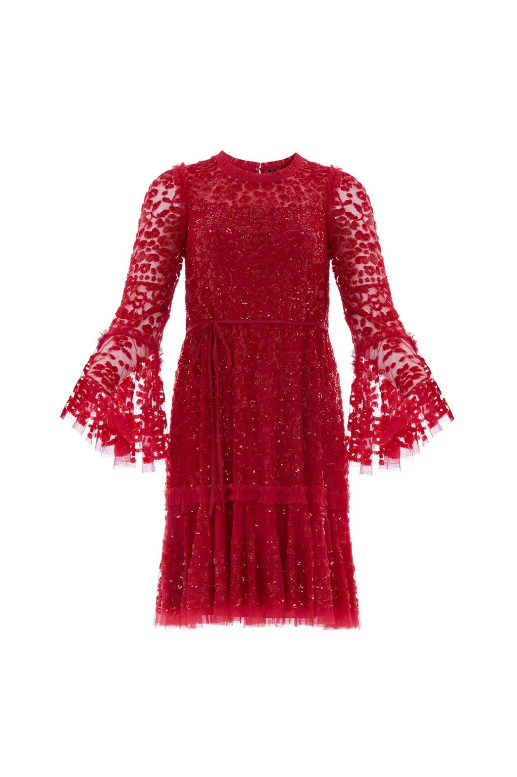 Annie Sequin Tiered Mini Dress – Red | Needle & Thread