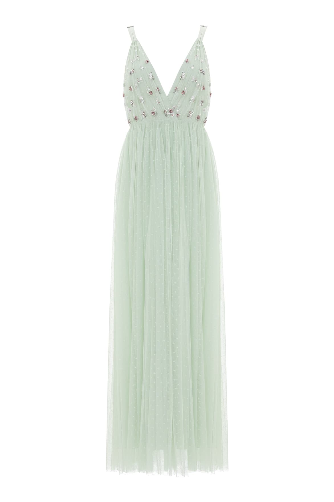 embellished green maxi dress