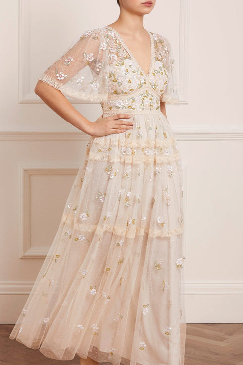 Shimmer Primrose Gown – Champagne | Needle & Thread