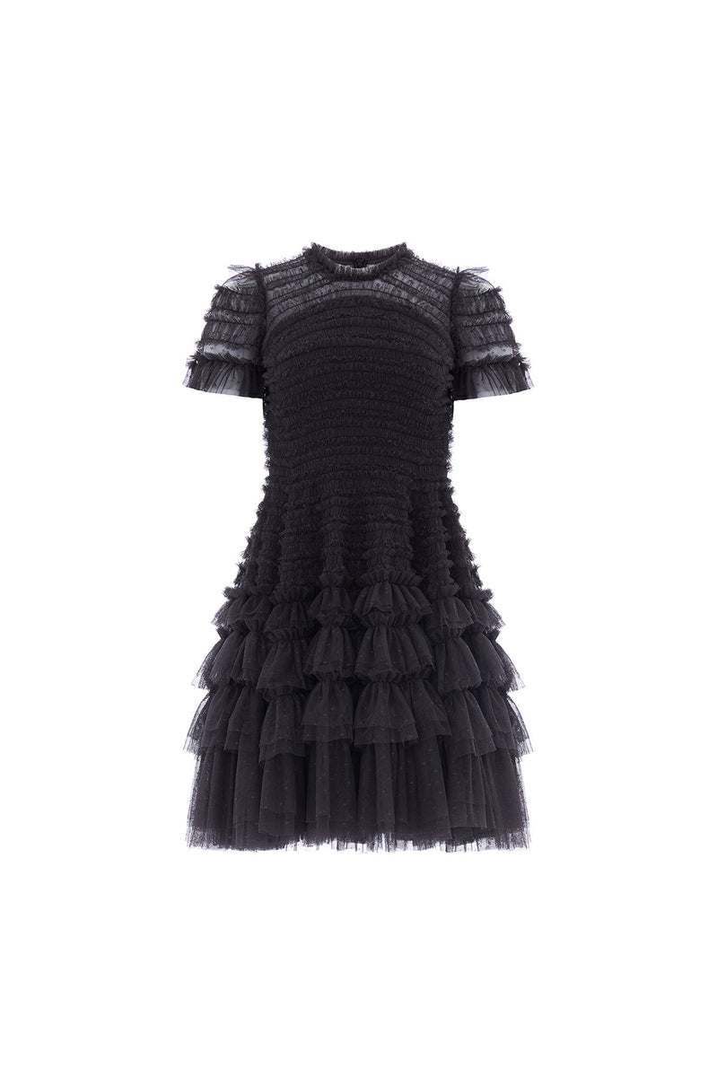 Valentine Ruffle Micro Mini Dress – Black | Needle & Thread