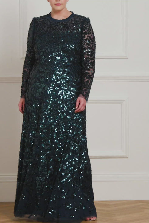 Aurelia Long Sleeve Gown – Green | Needle & Thread