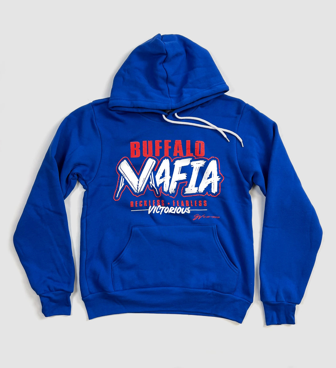 1970 Buffalo Bills Artwork: Unisex Varsity Color-⁠Block Hooded Sweatshirt