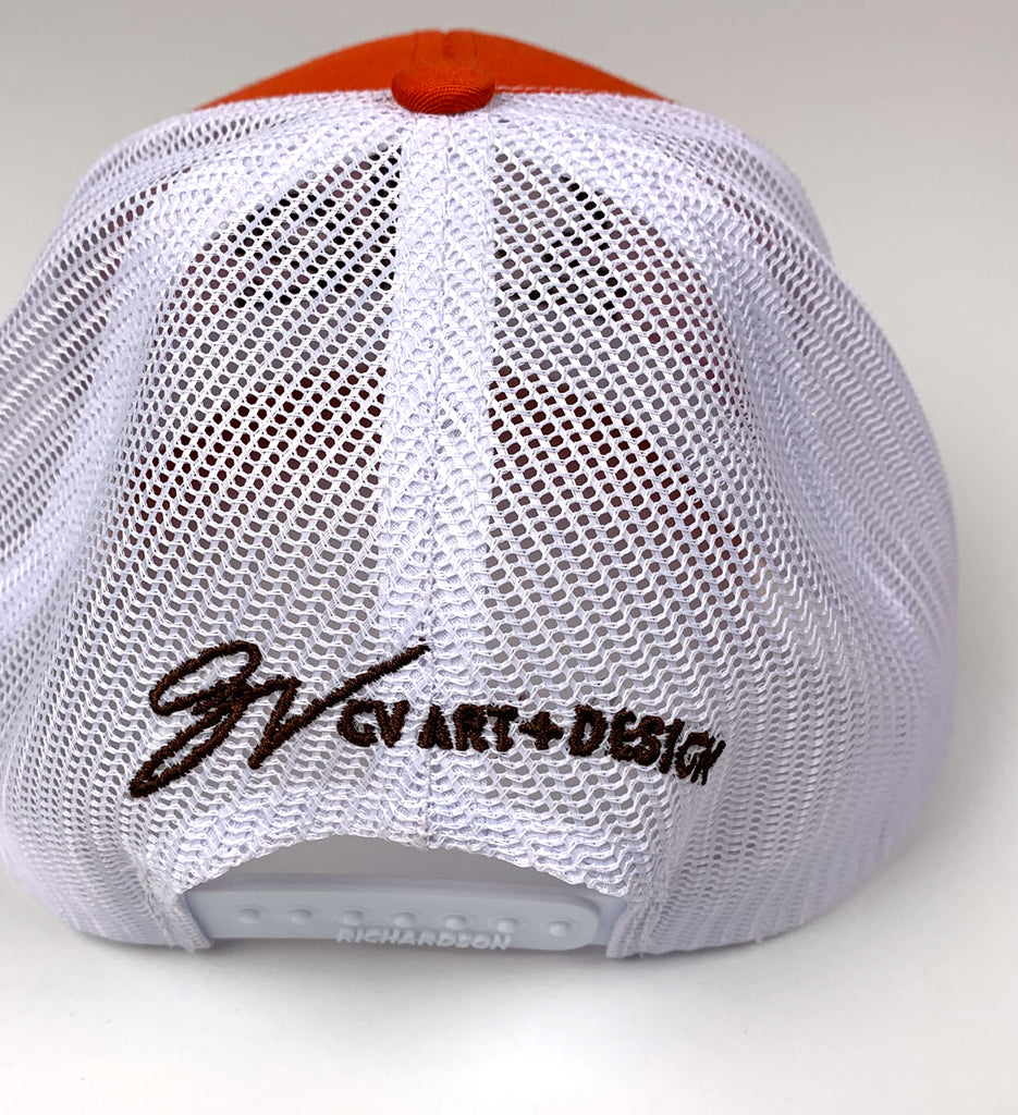 CLE Helmet Mesh Snap Back - Orange/White | GV Art and Design