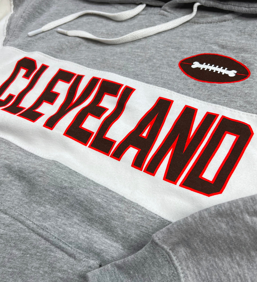 Two Tone Cleveland Baseball Statue Hooded Sweatshirt Large