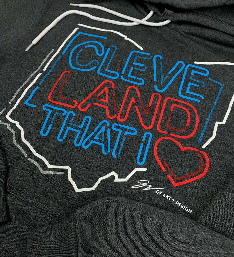 Neon Lights Cleveland That I Love Hooded Sweatshirt