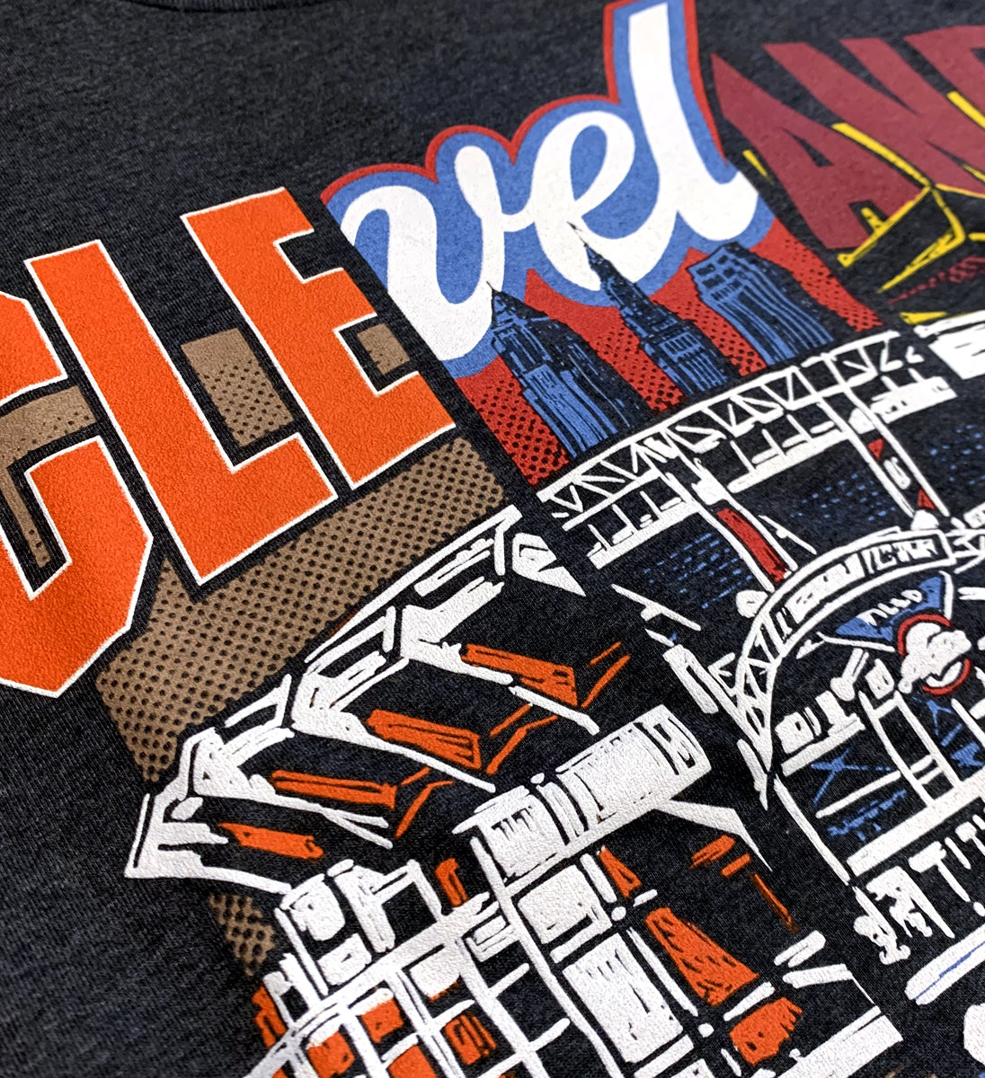 GV Art Cleveland Browns Brownie Elf T Shirt LARGE Indians Cavaliers Cavs  Mashup