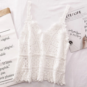 White Crochet Lace Hollow Camisole Top - Desert Mariposa Boutique