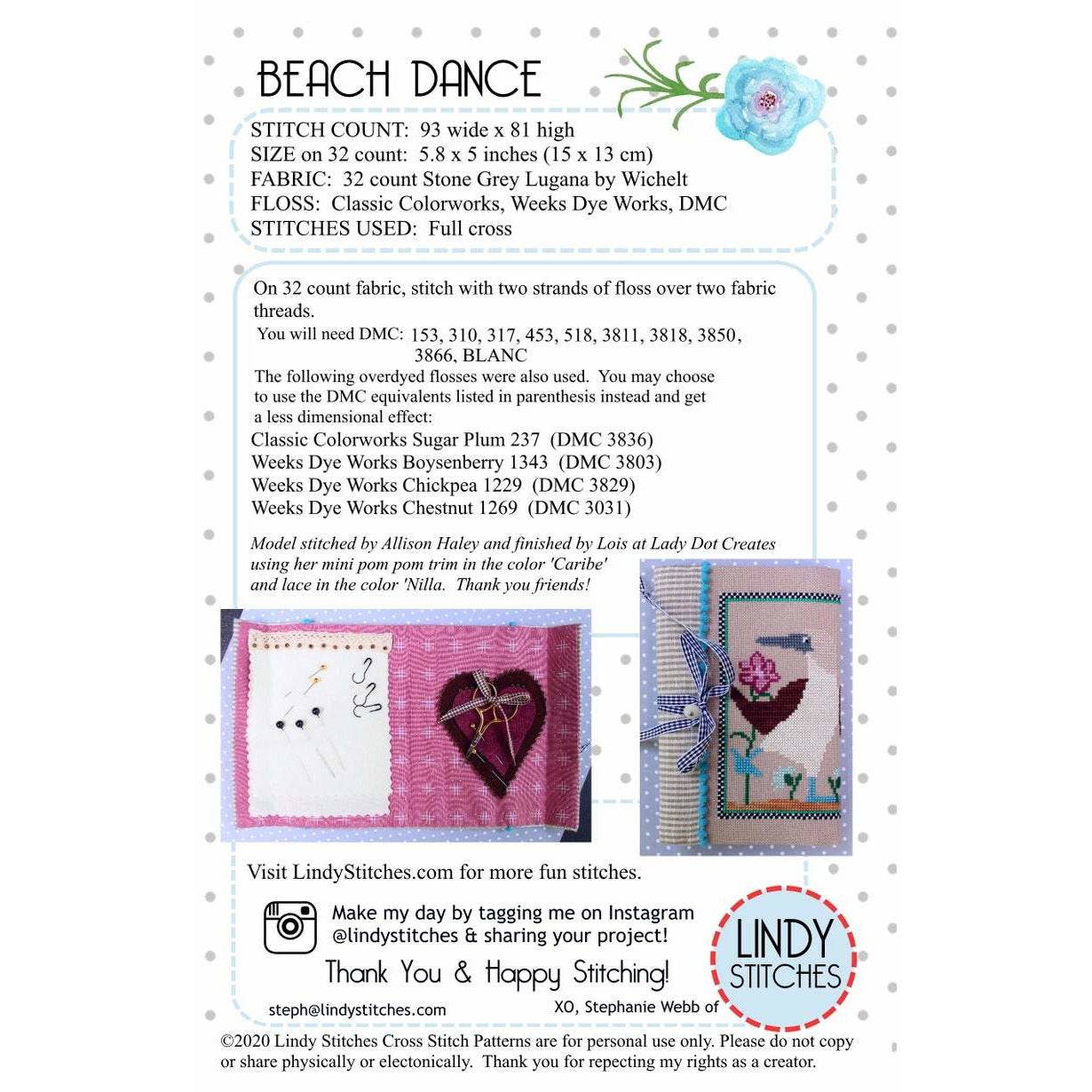 Lindy Stitches ~Beach Dance Pattern