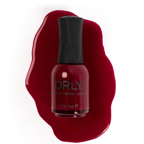 This is color is Ignite by Orly. Perfect deep red nail color for fall