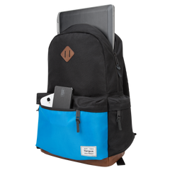 black and blue strata backpack