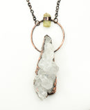 crystal cluster with yellow apatite pendant