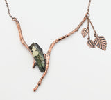 Raw Green Tourmaline with Quartz Branch Pendant