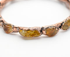 Citrine Nuggets Bangle Bracelet Size 2-3/8