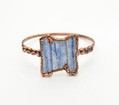 Raw Natural Blue Kyanite Bangle Bracelet Size 2-3/8